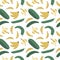 Summer seamless pattern, bananas and palm trees, vector illustration