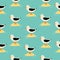 Summer seamless pattern with cartoon gull, decor elements. colorful vector, flat style.