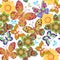 Summer Seamless pattern with colorful butterflies. Decorative ornament backdrop for fabric, textile, wrapping paper.