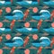 Summer seamless pattern with colorful parrot