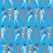 Summer seamless pattern of doodled women