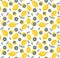 Summer seamless pattern with fresh bright juicy lemons