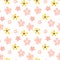 Summer seamless pattern with pink and orange flowers. Floral cartoon printing