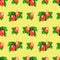 Summer seamless pattern with realistic green gooseberry on yellow background