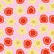 Summer seamless pattern star fruit and raspberry on pink background