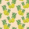Summer seamless pattern with tropical pineapple fruits. Watercolor tropical hawaiian print
