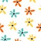 Summer seamless pattern withblue, yellow and  orange flowers. Floral cartoon printing