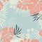 Summer seamless tropical pattern with monstera palm leaves