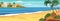 Summer seascape, beach, summer vacation, palms. Holiday season vacation at sea. Travel leisure background. Template