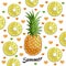 Summer set: pineapple, pineapple pieces, summer inscription, hearts