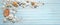 Summer Shells Blue Wood Banner Background