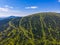 Summer Sheregesh Kemerovo region, Russia, panorama of Mount Zelenaya and Mustag. Aerial top view