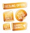 Summer sizzling offers, savings and sale stickers