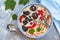 Summer smoothie bowl with berries, coconut and chia seeds