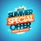 Summer special offer, massive discounts, summer sale vector web banner or flyer