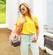 Summer street fashion, stylish hipster girl in sunglasses