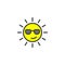 Summer Sun Face with sunglasses filled outline icon