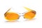 Summer sun protection sunglasses on white background