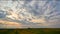 Summer Sun Shining Above Agricultural Landscape Of Young Green Wheat Field. Time Lapse, Timelapse, Time-lapse