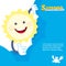 Summer sun smiling. hides behind a cloud. Vector