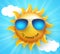Summer sun vector design with funny smile and summer time text