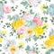 Summer sunny floral seamless vector pattern.