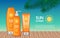 Summer sunscreen banner, realistic style