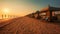 Summer sunset on the beaches of Lignano Sabbiadoro