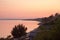 Summer Sunset in Berdiansk at the Embankment near the Azov Sea