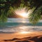 Summer sunset enhances the beauty of an idyllic tropical coastline