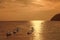 Summer sunset on the Ligurian beach