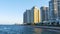 Summer sunset miami beach bay pier panorama 4k florida usa