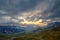 Summer sunset mountaine landscape with cloudy sky. Mountain scenery, National park Durmitor, Zabljak, Montenegro