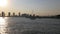 Summer sunset new york east pier huson river jersey city panorama 4k usa