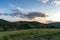 Summer sunset over Central Balkan national park in Old mountain  Stara planina , Bulgaria. Panoramic breathtaking photo