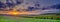 Summer sunset over the Meon valley towards Beacon Hill with a field of thistles catching the golden light