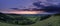 Summer sunset over Meon Valley towards Beacon Hill and Old Winchester Hill, South Downs National Park