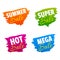 Summer, Super, Hot and Mega Sale Vector Marks.