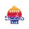 Summer super sale - poster with sun set or sun rise and little s