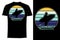 Summer with surfers silhouette t shirt mock up retro vintage