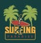 Summer surfing colorful label