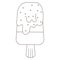 Summer sweets themed coloring page for kids with ice cream on a stick