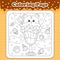 Summer sweets themed coloring page for kids with kawaii animal character tiger shaped ice cream with chocolate