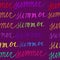 Summer text on purple background. neon multicolored summer word. Seamless pattern. Print, packaging, wallpaper, textile, fabric de