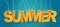 Summer text typography. Letters haning on a string on a blue background. Vector illustration