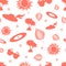 Summer theme items seamless pattern in Colour year 2019 Living Coral