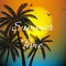 Summer themed background with palm trees