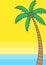 Summer themed poster with cartoon style palm tree