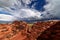 A summer thunderstorm drifts across Wupatki National Monument in northern Arizona.