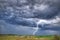 Summer thunderstorm over the meadow